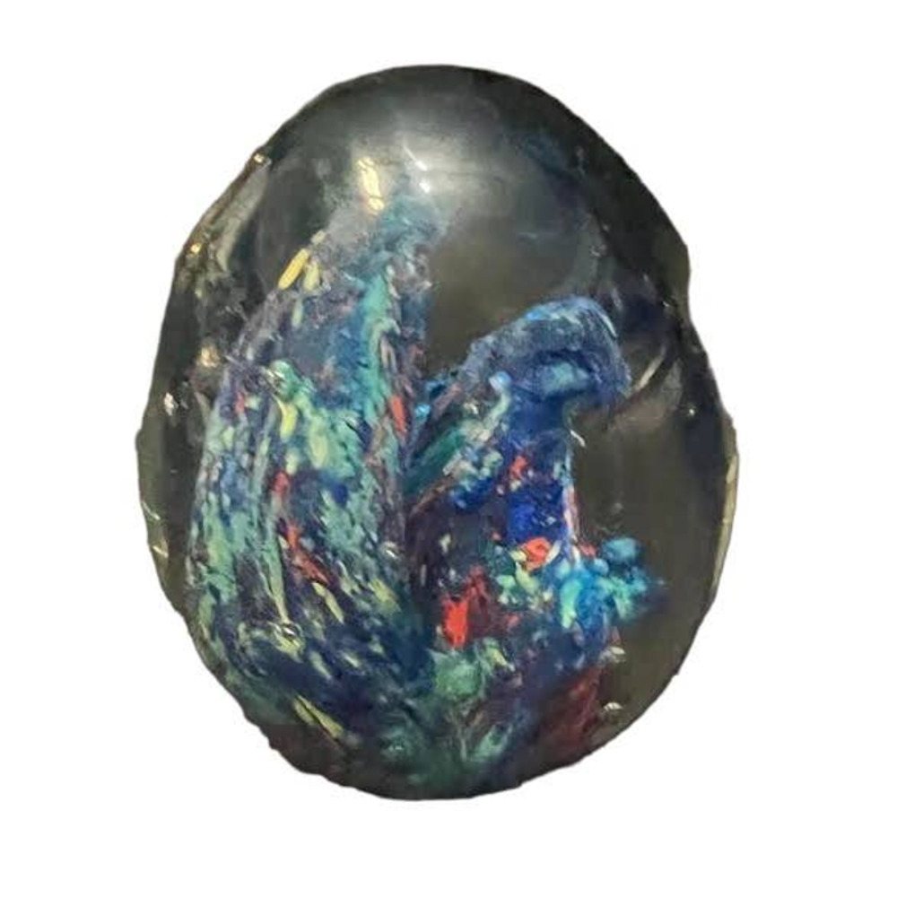 Dynasty Gallery Heirloom Variegate Wave Blue Yellow Green Red Purple Paperweight